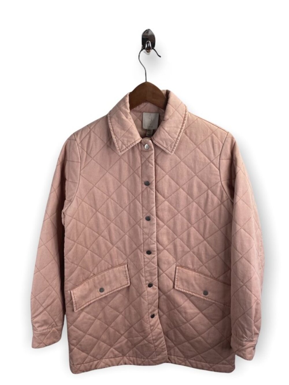 Joie Quilted Button Down Preppy Utility Jacket Blush Pink Size XS